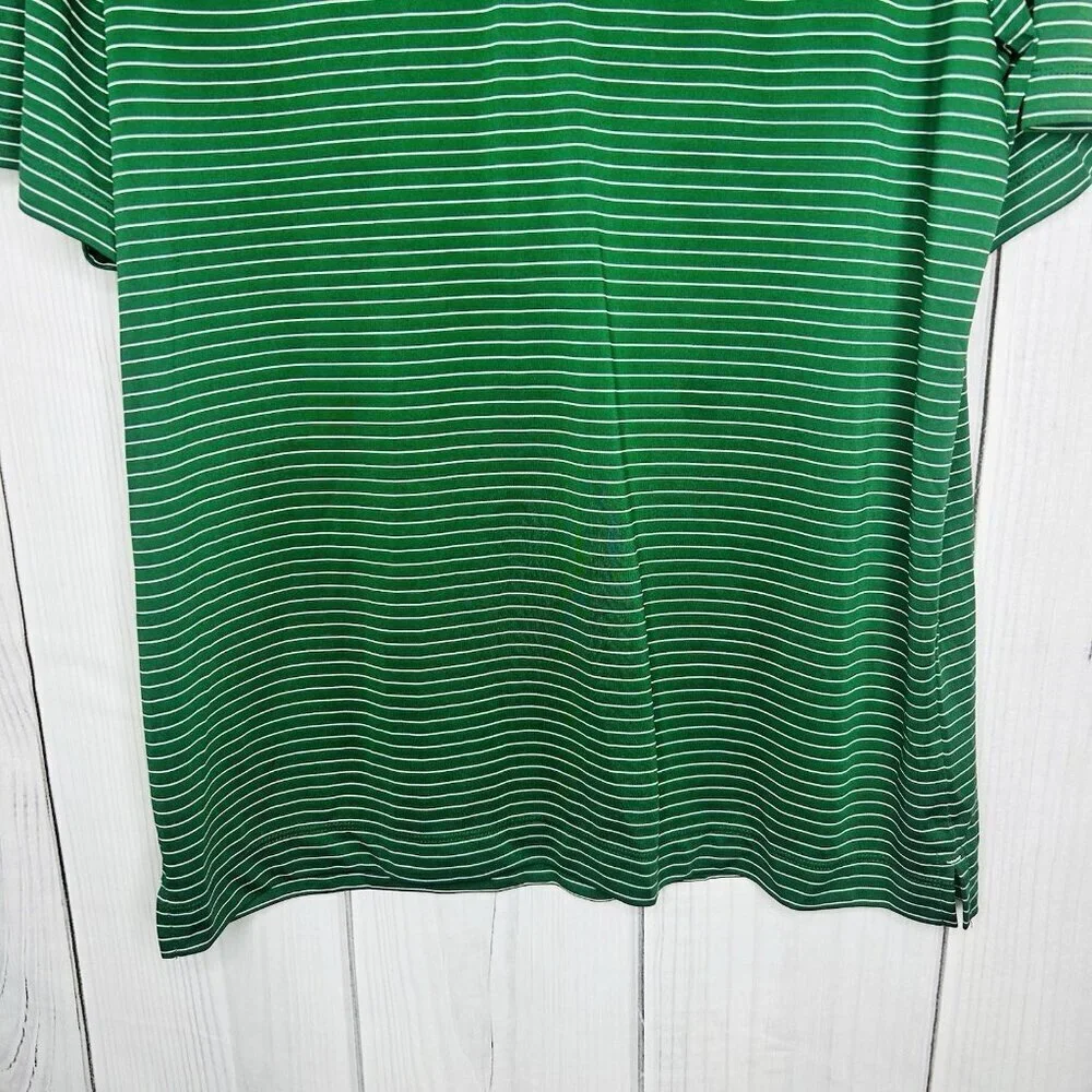 Nike Dartmouth Polo Men's Sz L Green White Striped Embroidered Short Sleeve
